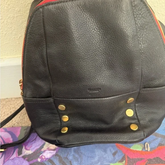 Hammitt Black Leather Backpack with Gold Accents- - Picture 3 of 6